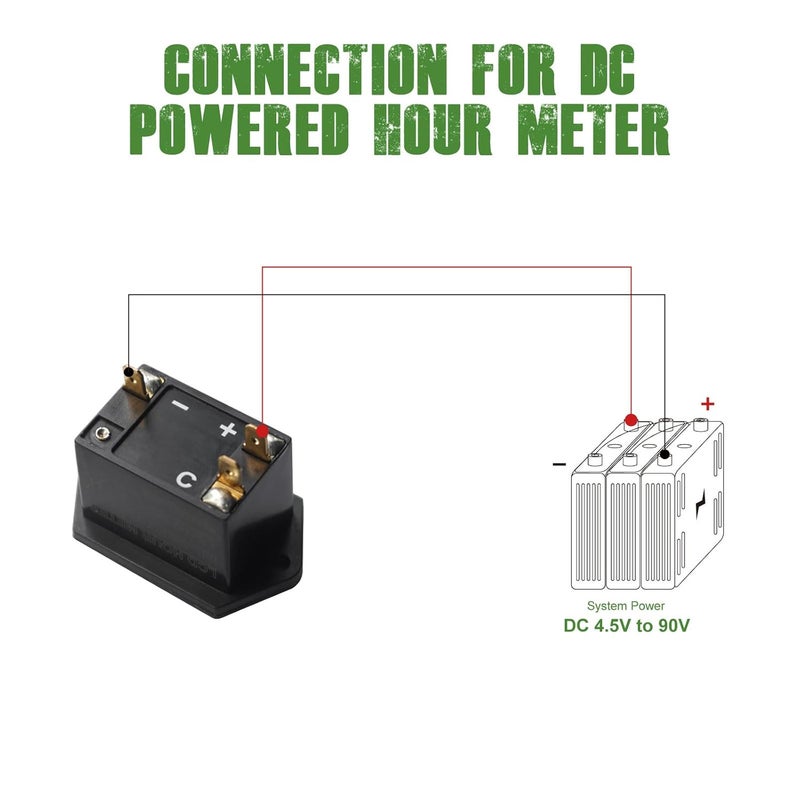 YOOREAL LCD Digital Hour Meter,DC 4.5V to 90V,Resettable Total Hours,Data Storage for Lawn Mower Tractor Generator Golf cart ZTR/Riding Lawn Mower Land Trimmer UTV Brush Cutter etc. (DC 4.5V to 90V) - Image 4